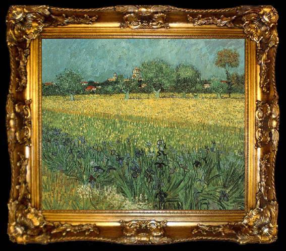 framed  Vincent Van Gogh View of Arles with Irises in the Foreground, ta009-2